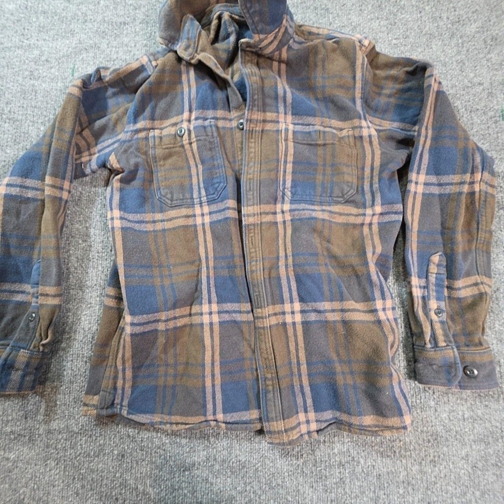 Mountain Hardwear Jacket Mens Medium Blue Plaid Fleece Hooded Full Zip Hiking